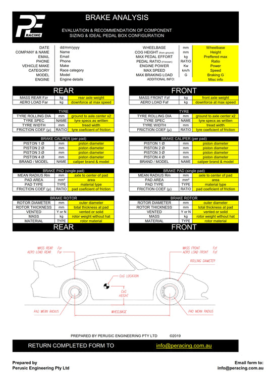 Brake Analysis - Optimise your brake package PE-005-2004