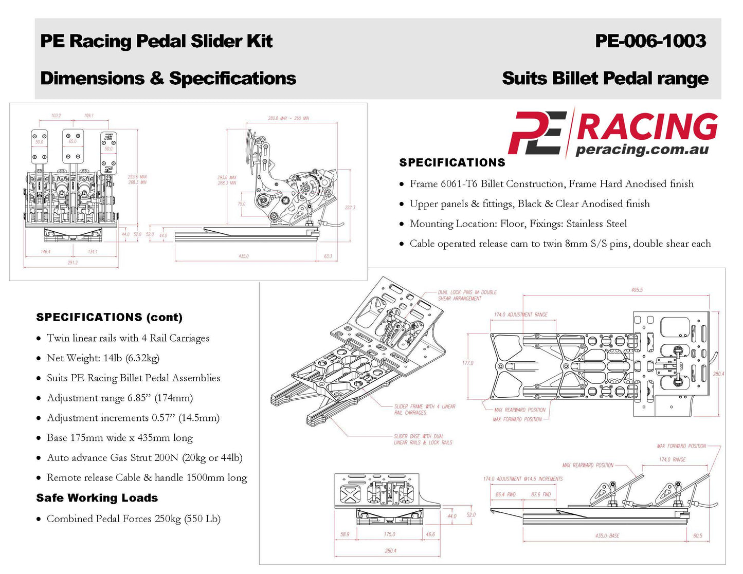 Pedal Slider Kit PE-006-1003