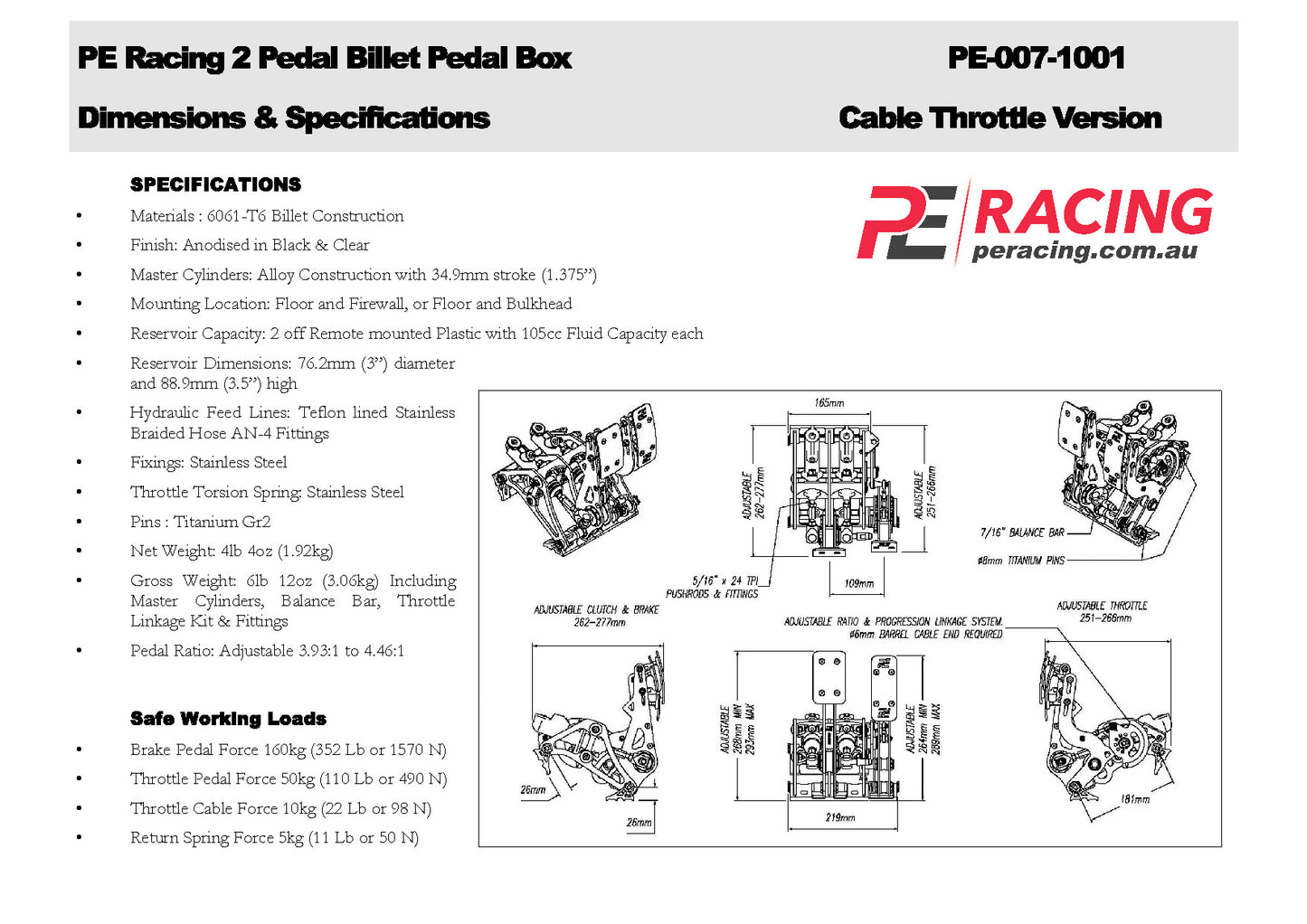 Auto 2 Pedal Box - Billet PE-007-4000