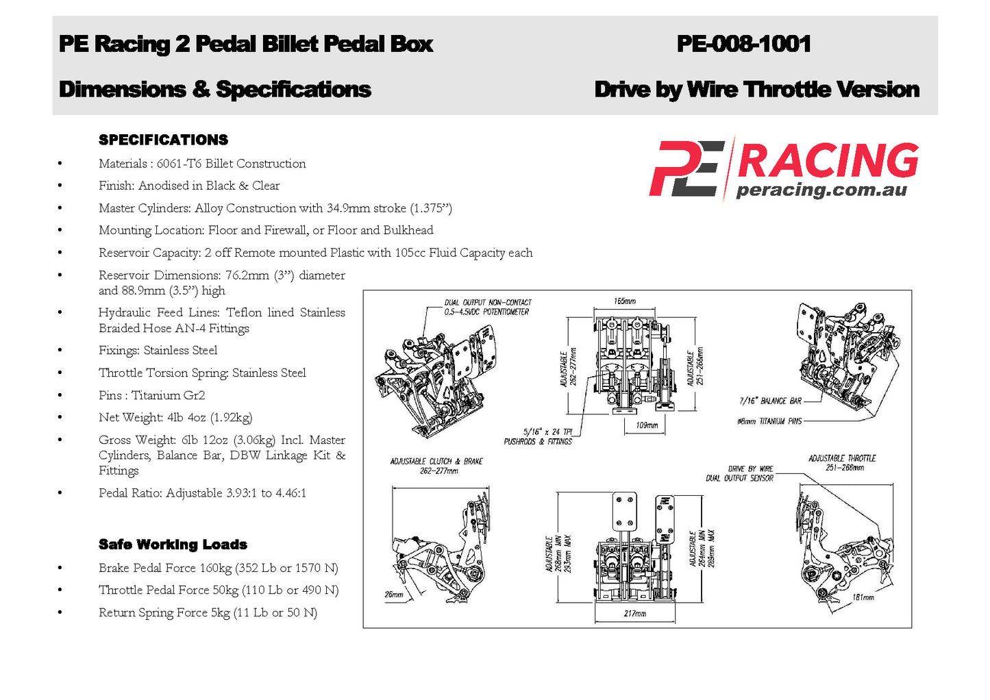 Auto 2 Pedal Box - Billet PE-007-4000