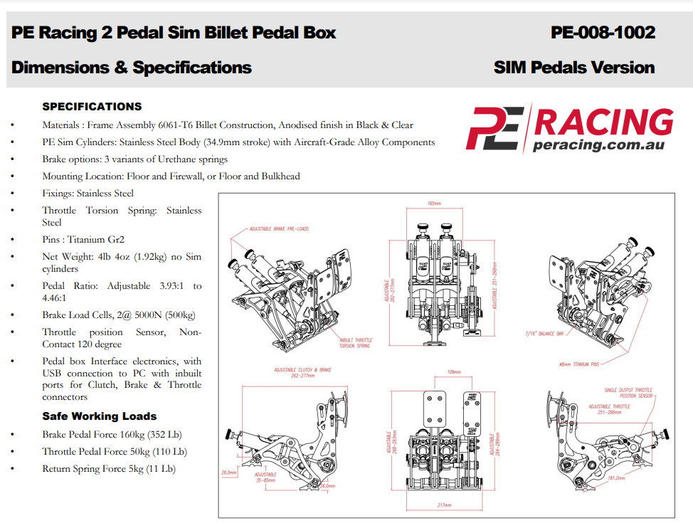 Load Cell Sim Racing Pedals Kit - Professional Driver Training