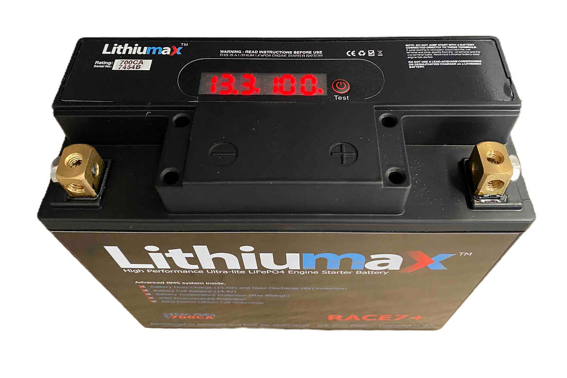 Lithiumax Carbon Series RACE10+ Bluetooth Engine Starter Battery