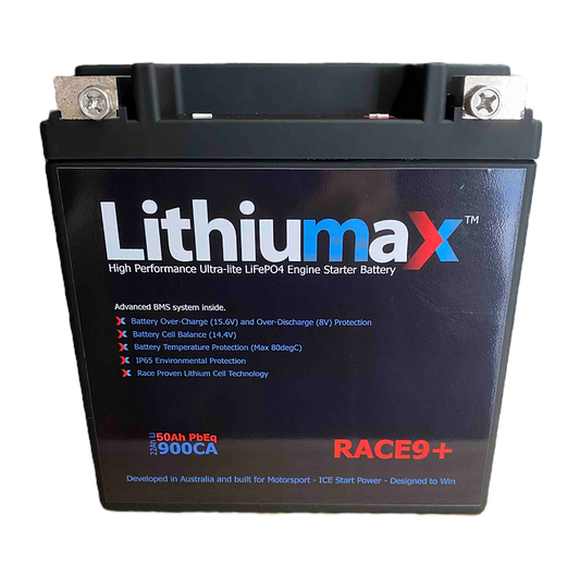 Lithiumax NEW Gen6 RACE9+ 900CA Bluetooth Engine Starter Battery