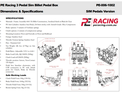 Load Cell Sim Racing Pedals Kit - Professional Driver Training PE-00X-1002